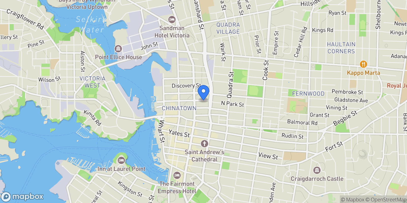 Map showing 2105-777 Herald Steet, Victoria, BC V8W 1S5, Victoria, British Columbia, Canada.