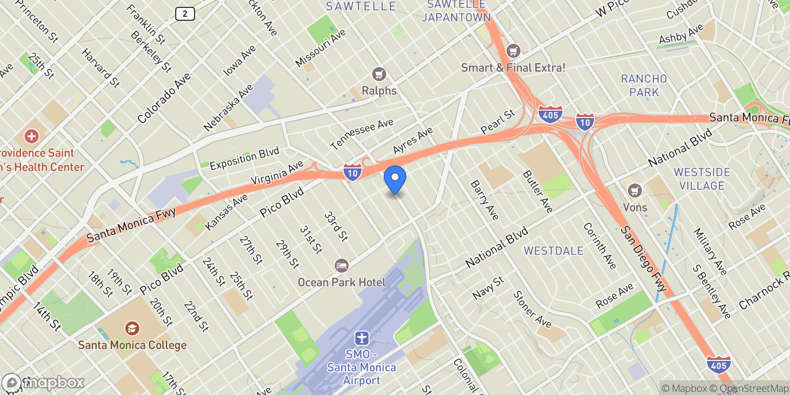 Map showing 2535 S S Bundy, Los Angeles, California, United States.