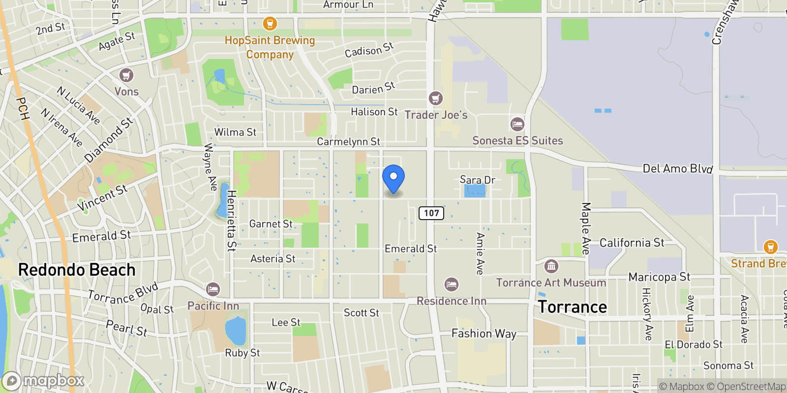 Map showing 4102 Spencer St, Torrance, California, United States.