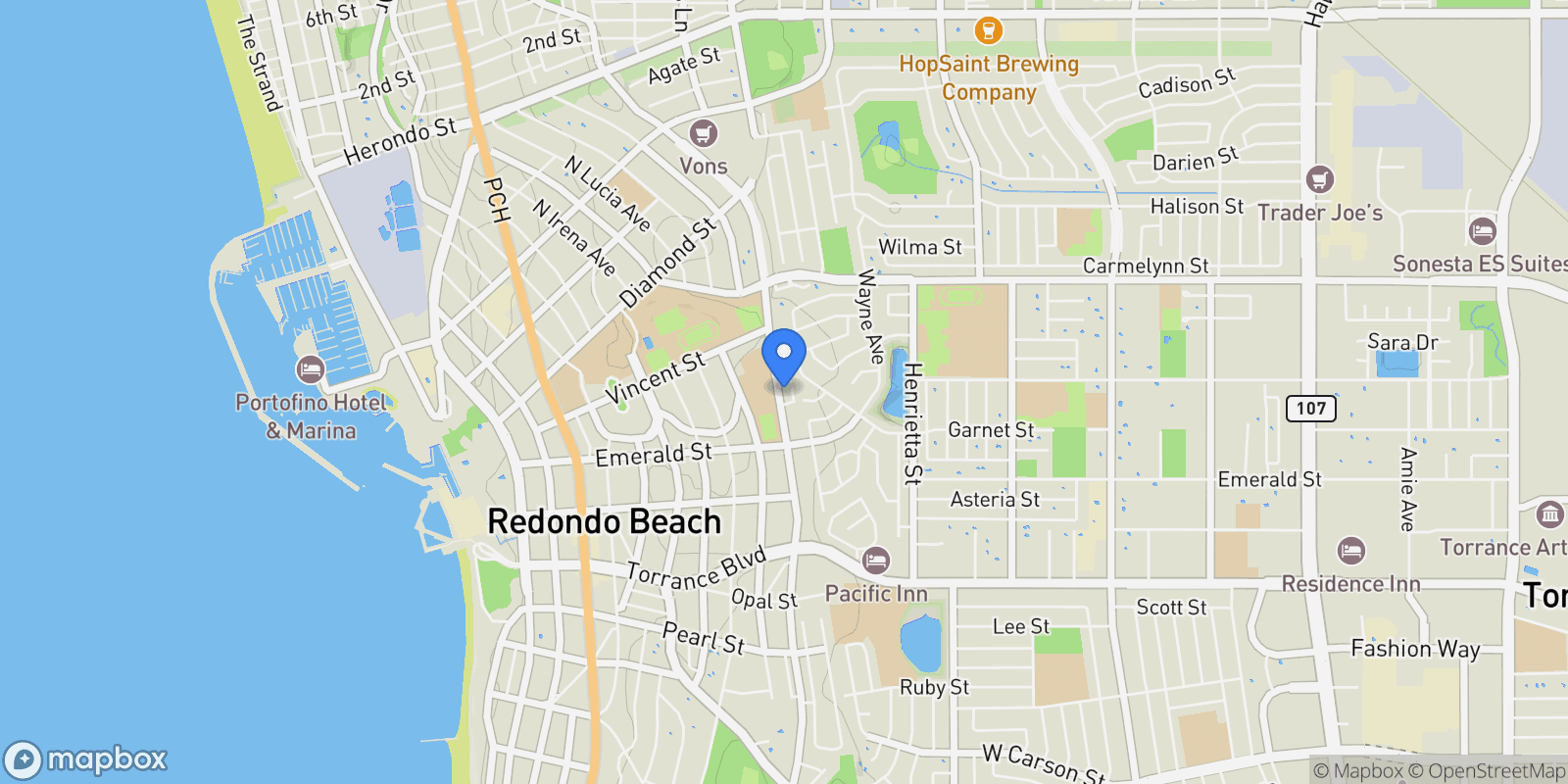 Map showing 204 N Prospect B, Torrance, California, United States.