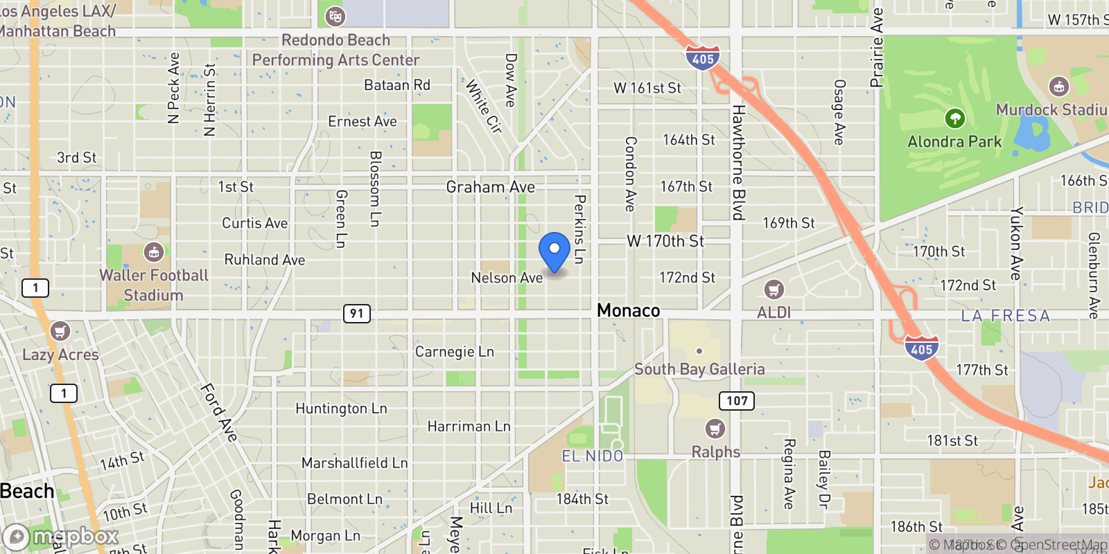 Map showing 2603 Nelson Avenue B, Torrance, California, United States.