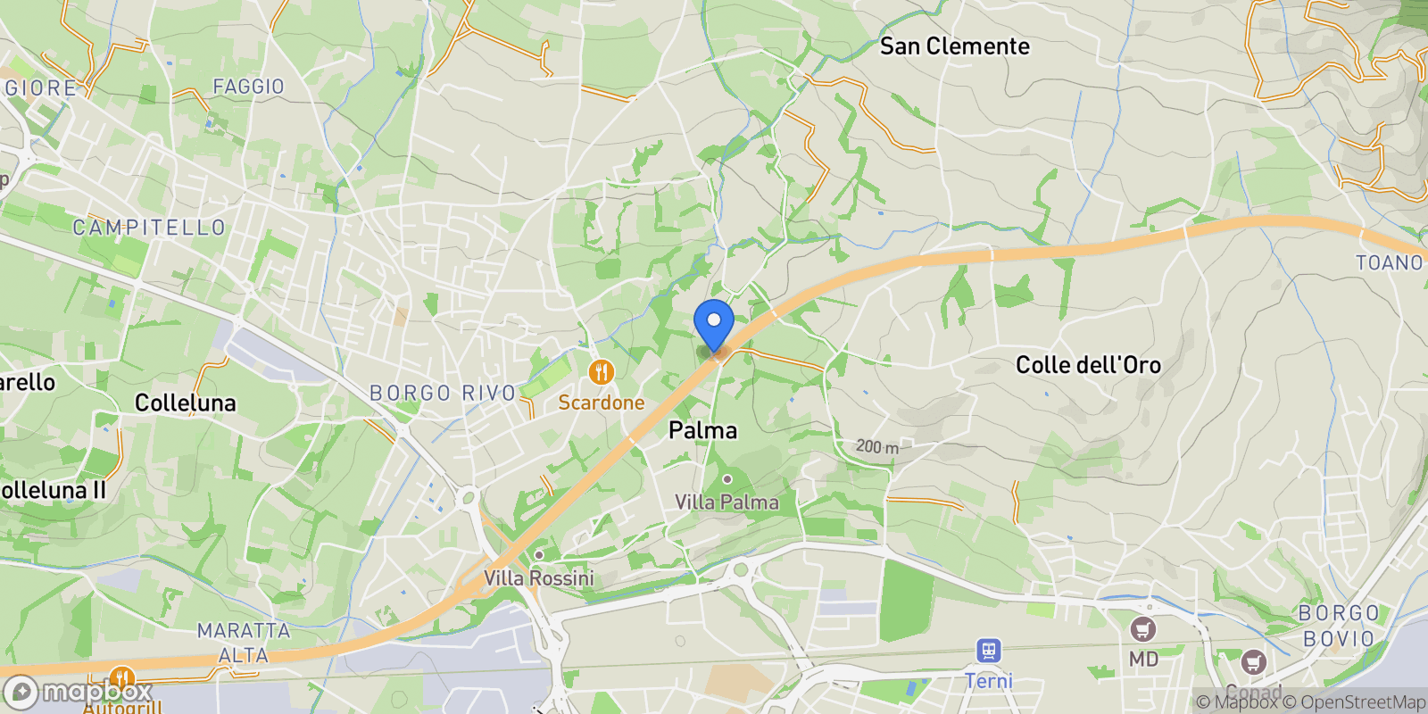Map showing Terni strada di santa maria la rocca, Terni, Umbria, Italy.