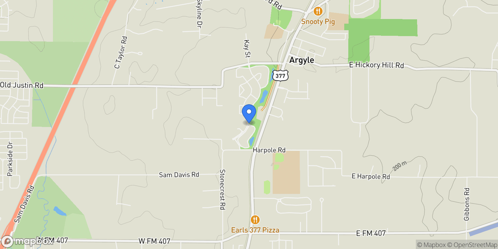 Map showing 134 Craigmore Drive, Lantana, Texas, United States.