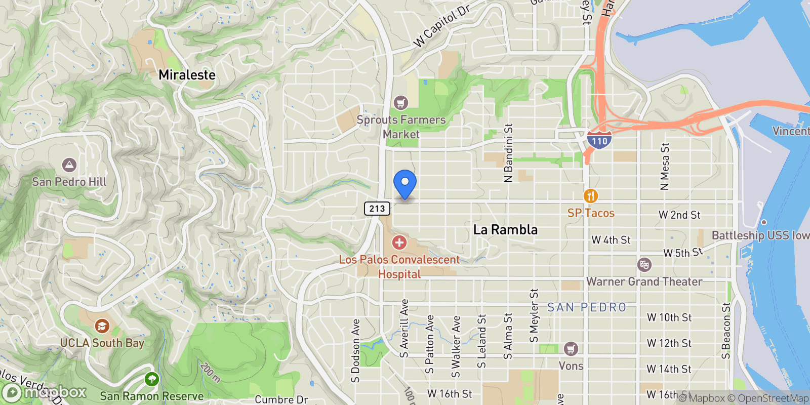 Map showing 1457 W 1st, Los Angeles, California, United States.