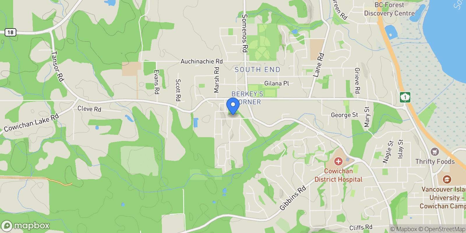 Map showing 3341 Skinner Road, Duncan, BC V9L 4V4, Duncan, British Columbia, Canada.