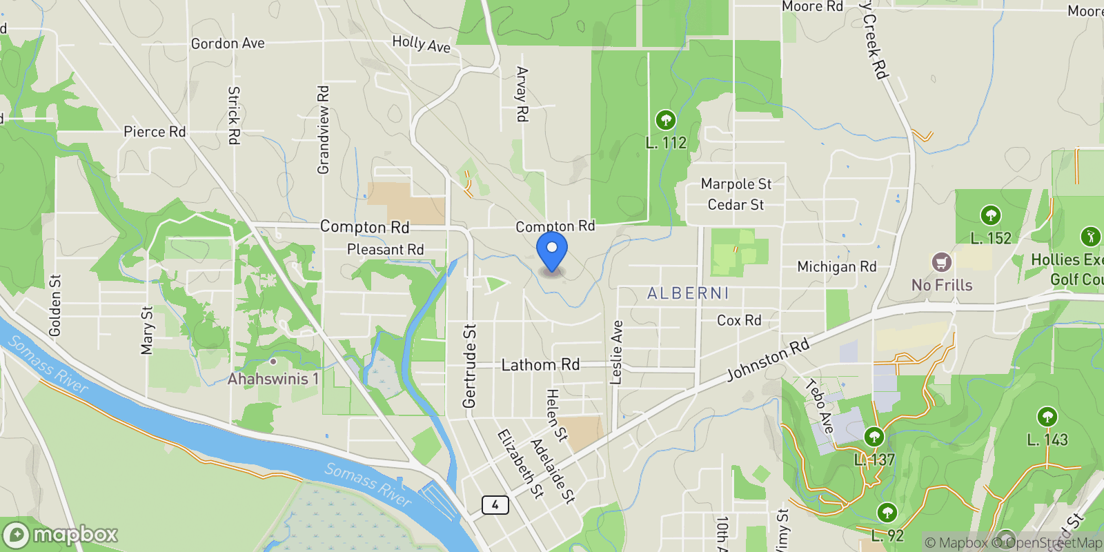 Map showing 4513 Glenside Crescent, Port Alberni, BC V9Y 5X8, Port Alberni, British Columbia, Canada.
