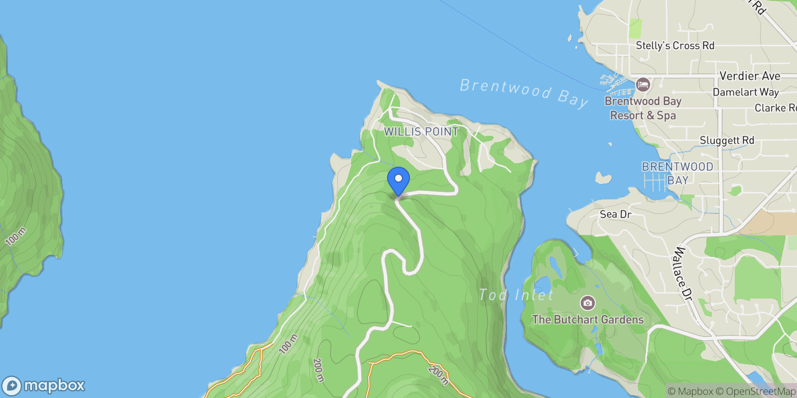 Map showing Lot 2 & 4 Willis Point Road, Central Saanich, BC V9E 2A2, Victoria, British Columbia, Canada.