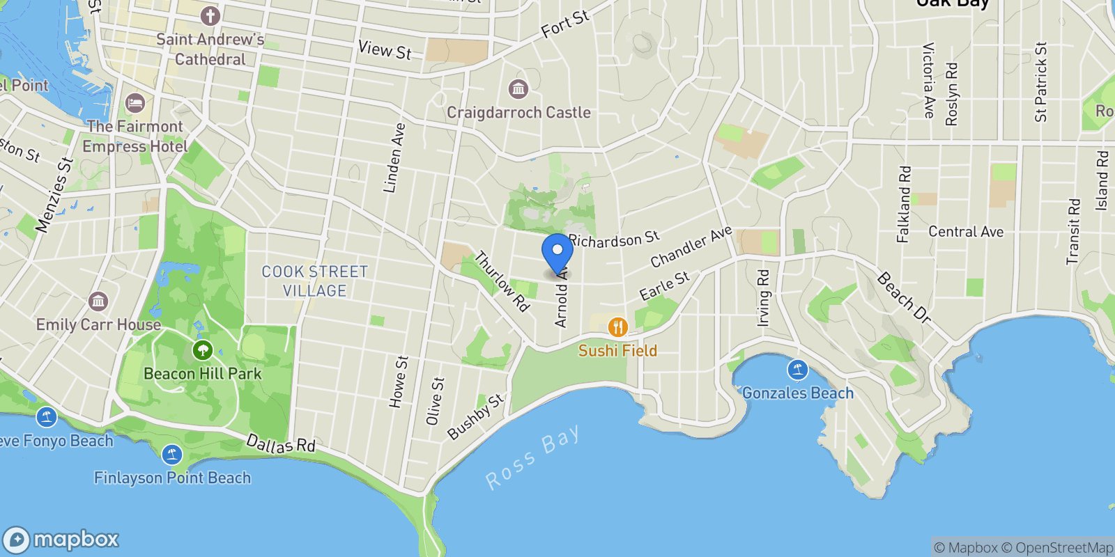 Map showing 1451 Brooke Street, Victoria, BC V8S 1M4, Victoria, British Columbia, Canada.