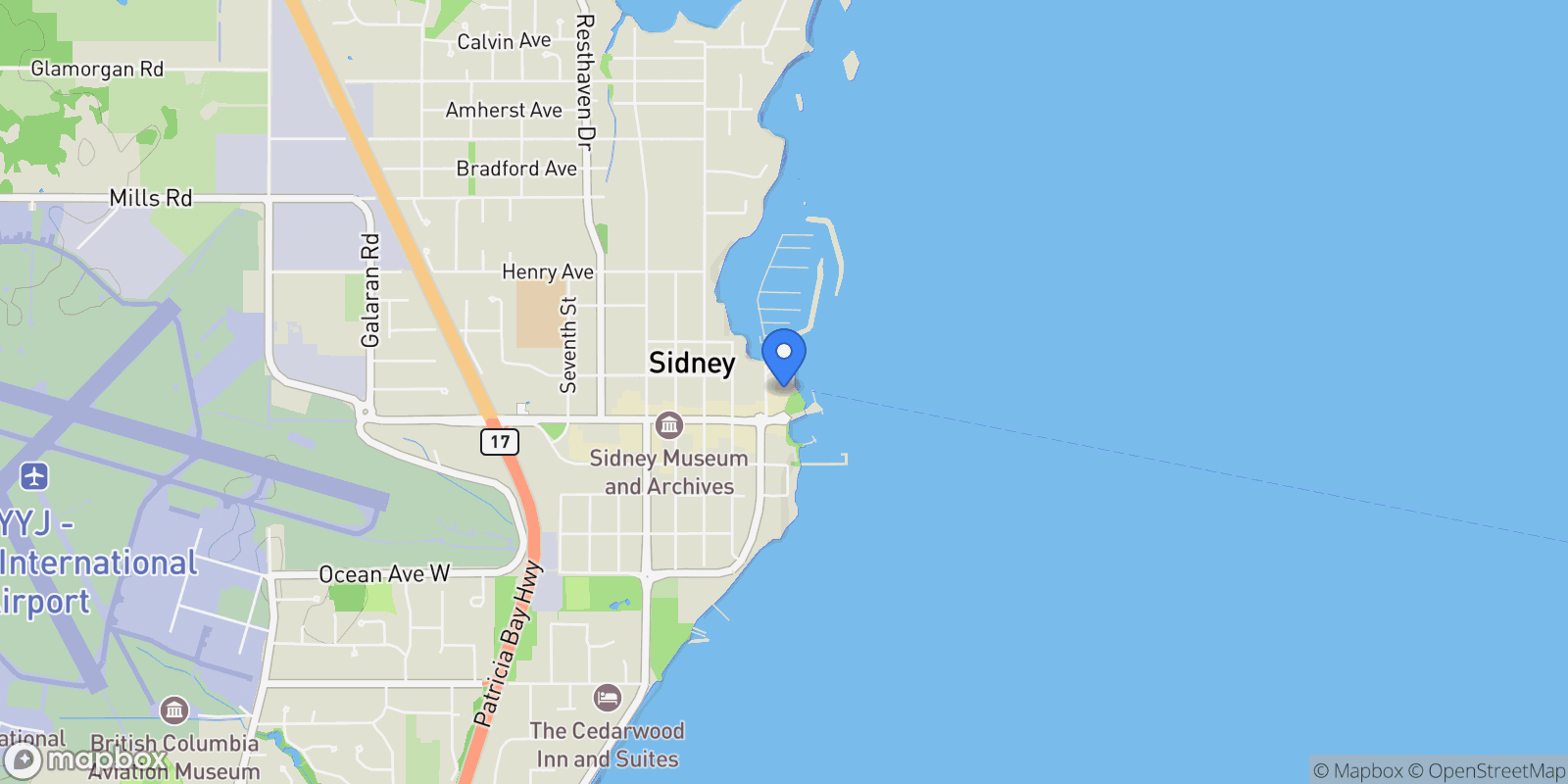 Map showing 201-9809 Seaport Place, Sidney, BC V8L 0A5, Sidney, British Columbia, Canada.