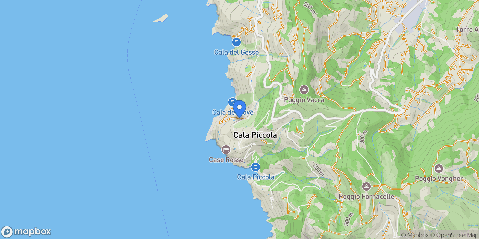 Map showing Monte Argentario CALAPICCOLA, Cala Piccola, Tuscany, Italy.
