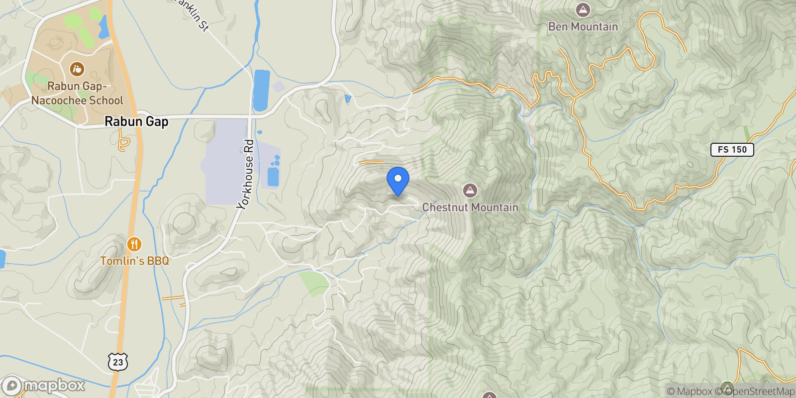 Map showing 407 Blackberry Drive, Rabun Gap, GA 30568, Rabun Gap, Georgia, United States.