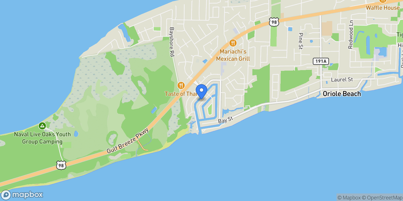 Map showing 961 Aquamarine Dr, Gulf Breeze, FL, 32563, USA, Gulf Breeze, Florida, United States.