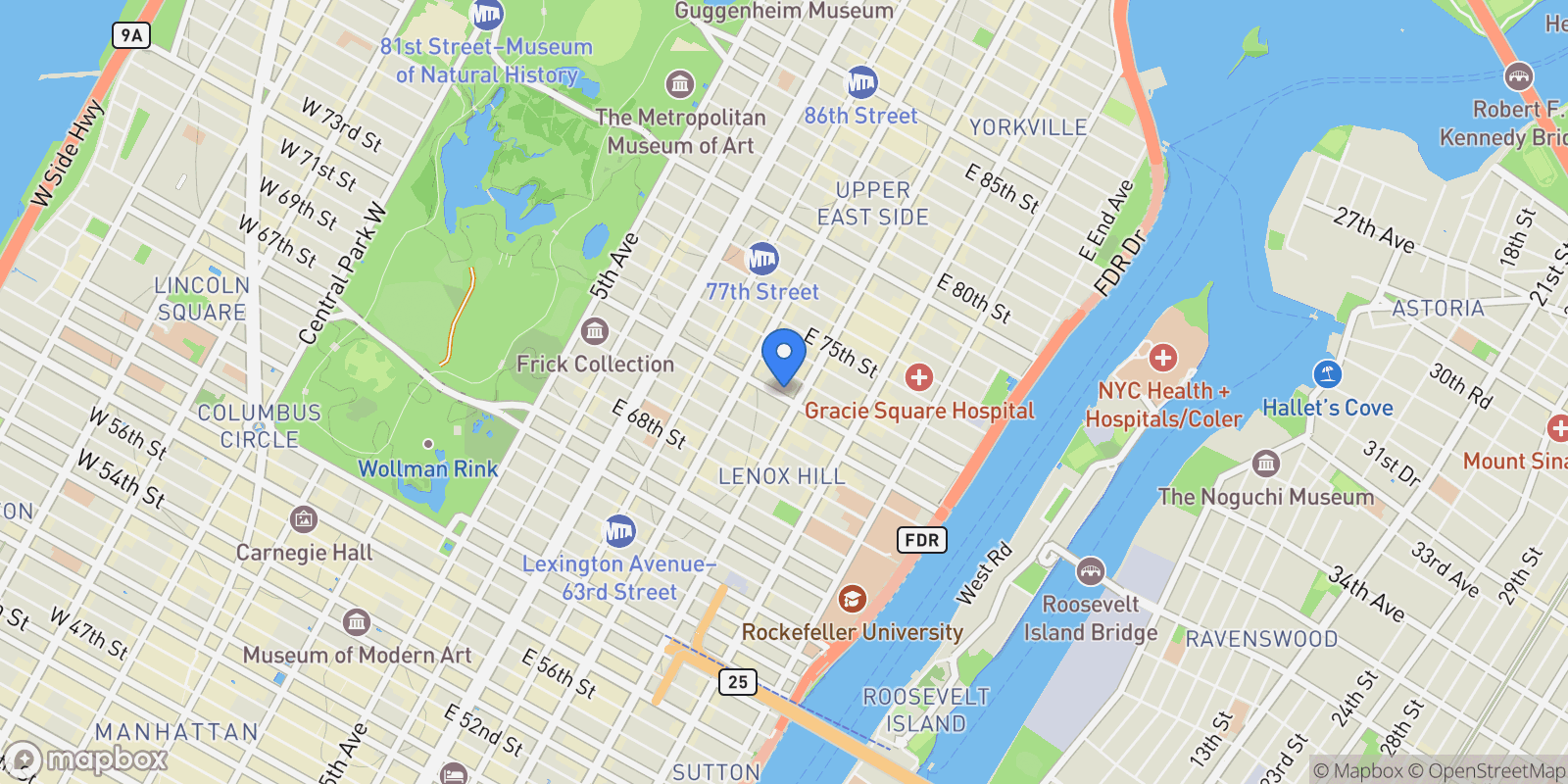 Map showing 245 East 72nd Street #6A, New York, New York, United States.
