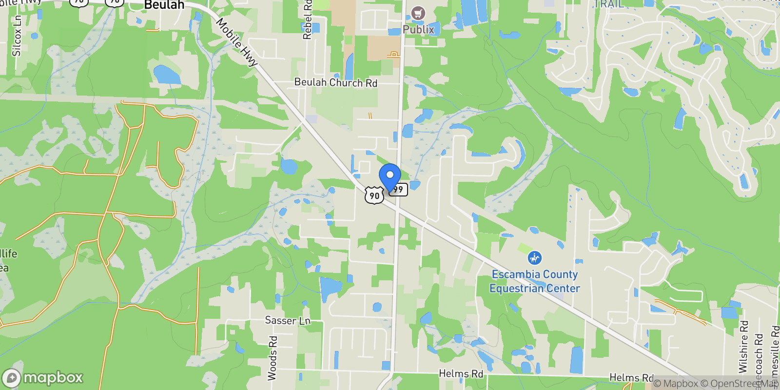 Map showing 8415 Beulah Rd, Pensacola, FL, 32526, USA, Pensacola, Florida, United States.