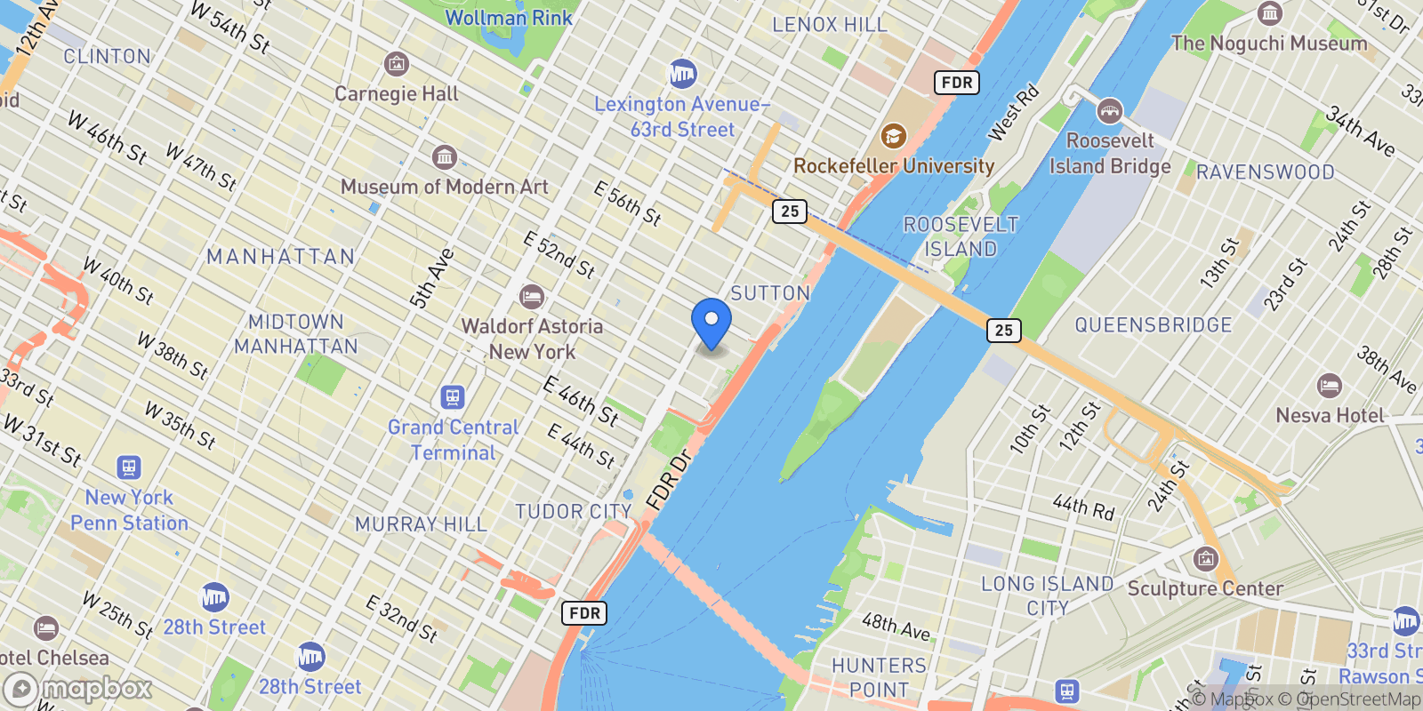 Map showing 425 East 51st Street #3F, New York, New York, United States.