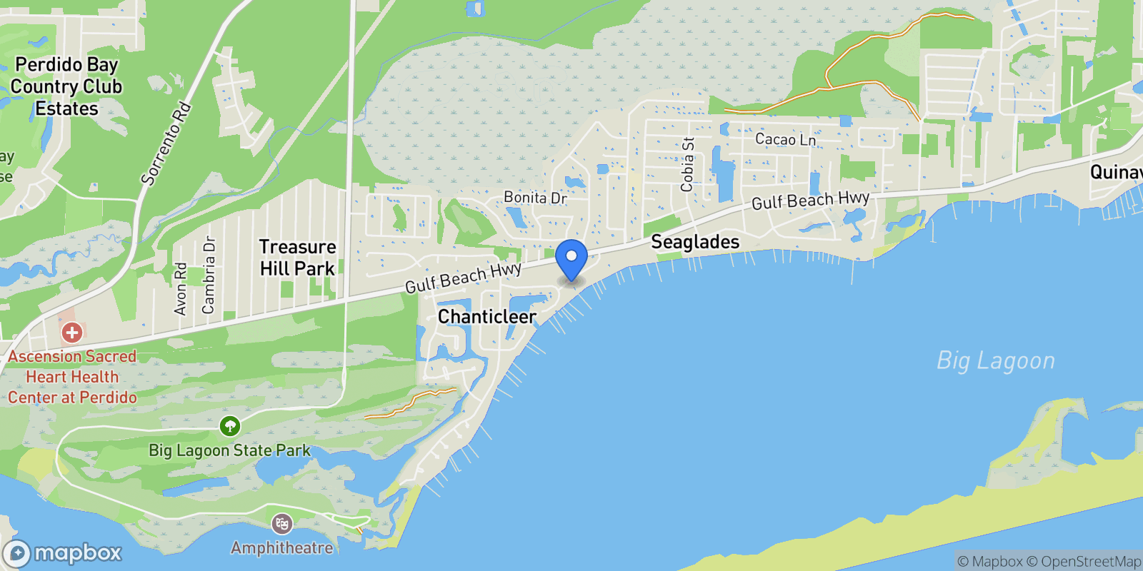 Map showing 11639 Chanticleer Dr, Pensacola, FL, 32507, USA, Pensacola, Florida, United States.