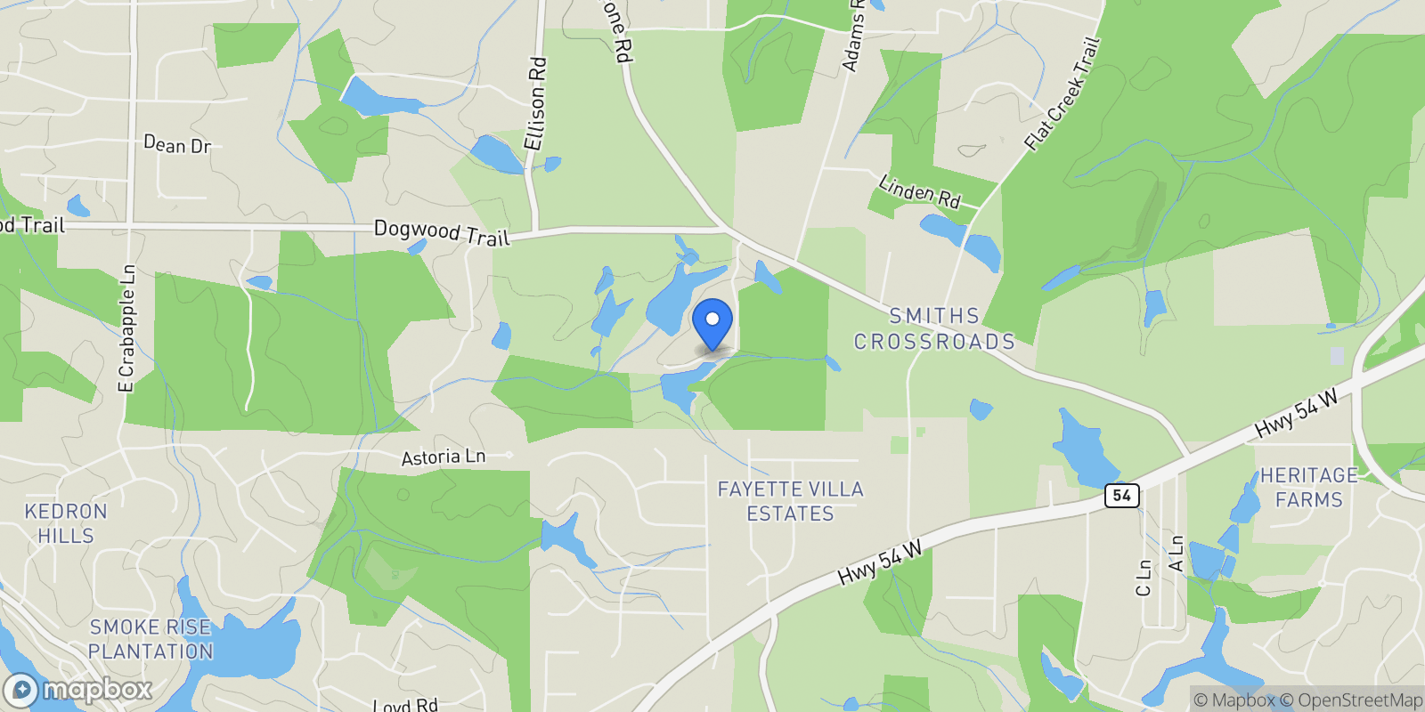Map showing 258 Turtle Cove, Clayton, GA 30525, Fayetteville, Georgia, United States.