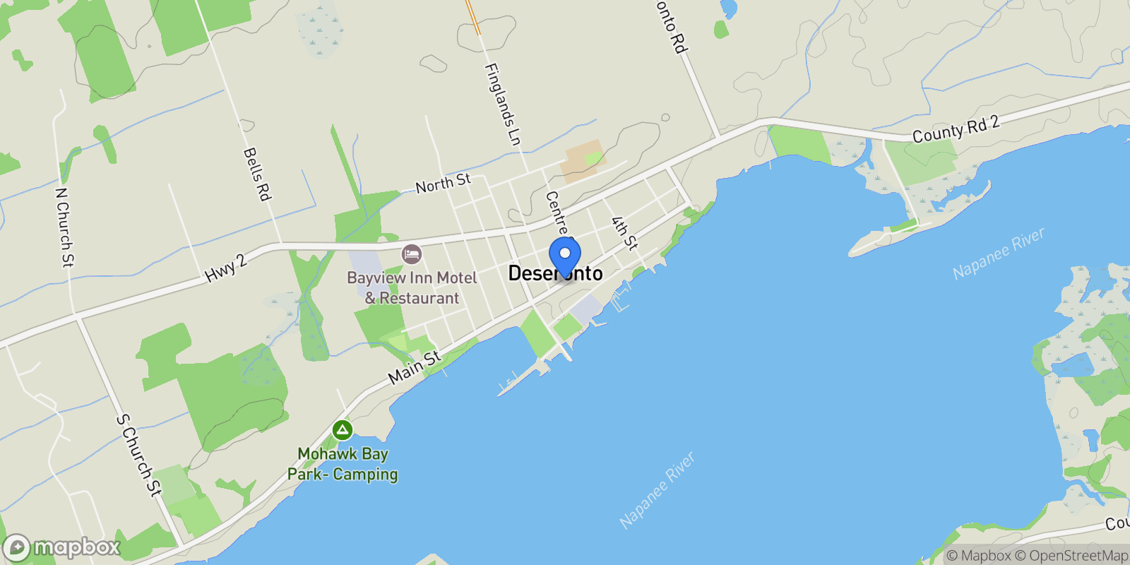 Map showing 339 Main Street, Deseronto, Ontario, Canada.