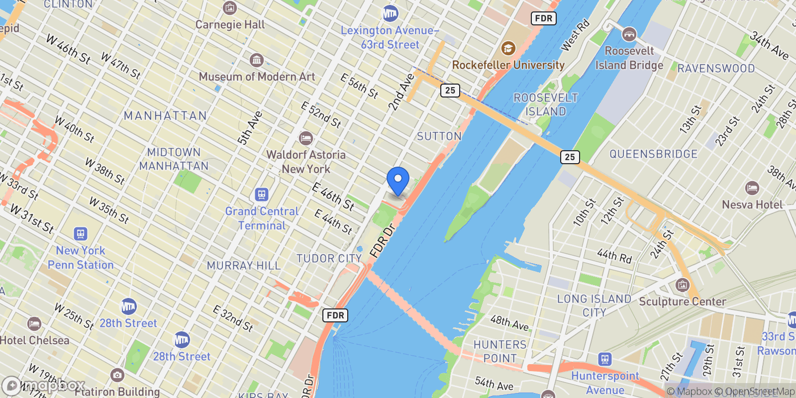 Map showing 870 United Nations Plaza                                     #37/38A, New York, New York, United States.