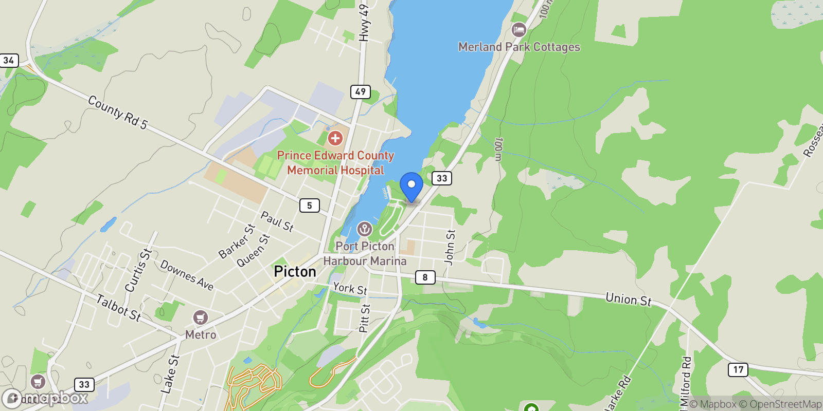 Map showing 102 - 17 Cleave Avenue, Picton, Ontario, Canada.