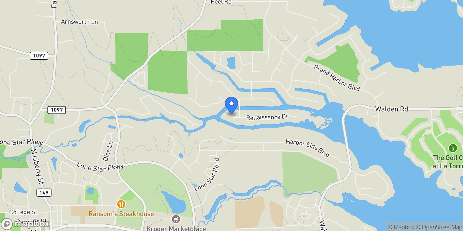 Map showing 11686 Renaissance Drive, Montgomery, Texas, United States.