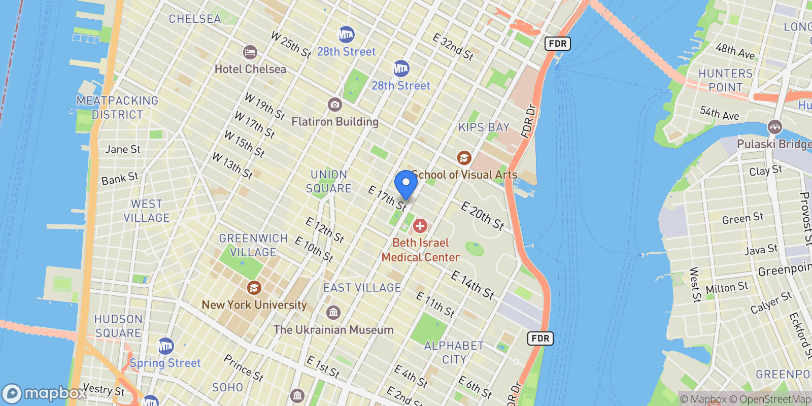 Map showing 305 Second Avenue         #721, New York, New York, United States.