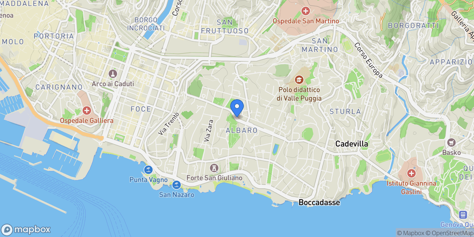 Map showing Via Federico Ricci, Liguria, Genoa, Liguria, Italy.