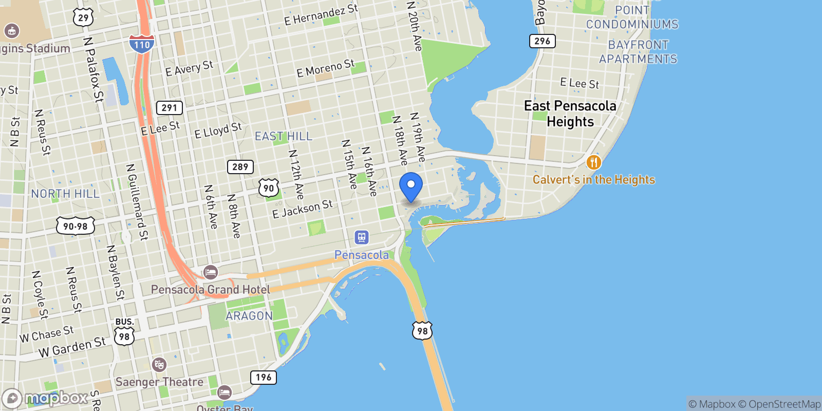 Map showing 1725 E La Rua St, Pensacola, FL, 32501, USA, Pensacola, Florida, United States.