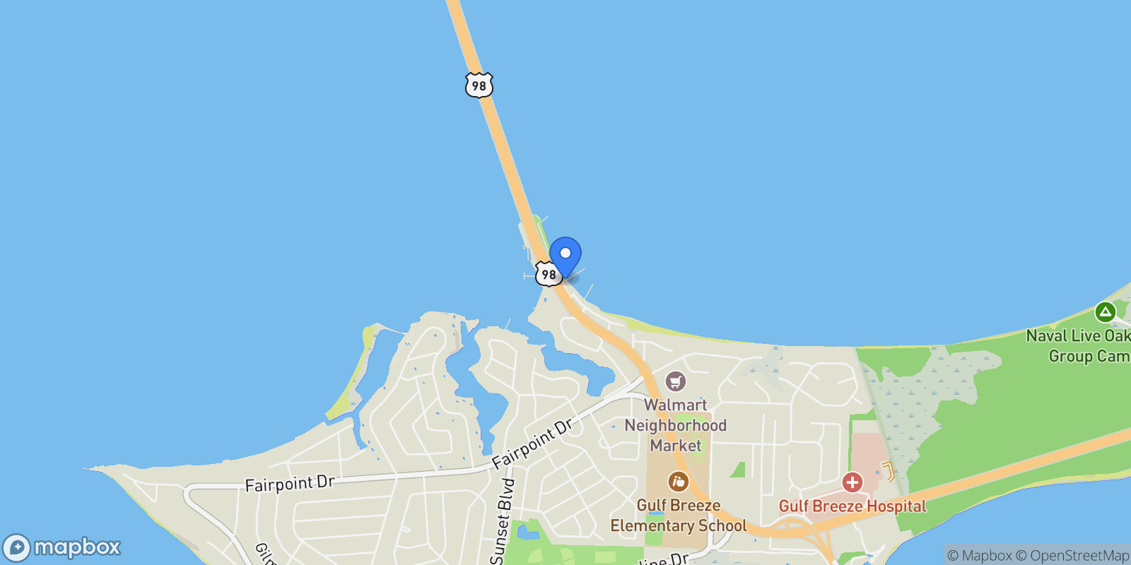Map showing 24 Baybridge Dr Baybridge Dr, Gulf Breeze, FL, 32561, USA, Gulf Breeze, Florida, United States.