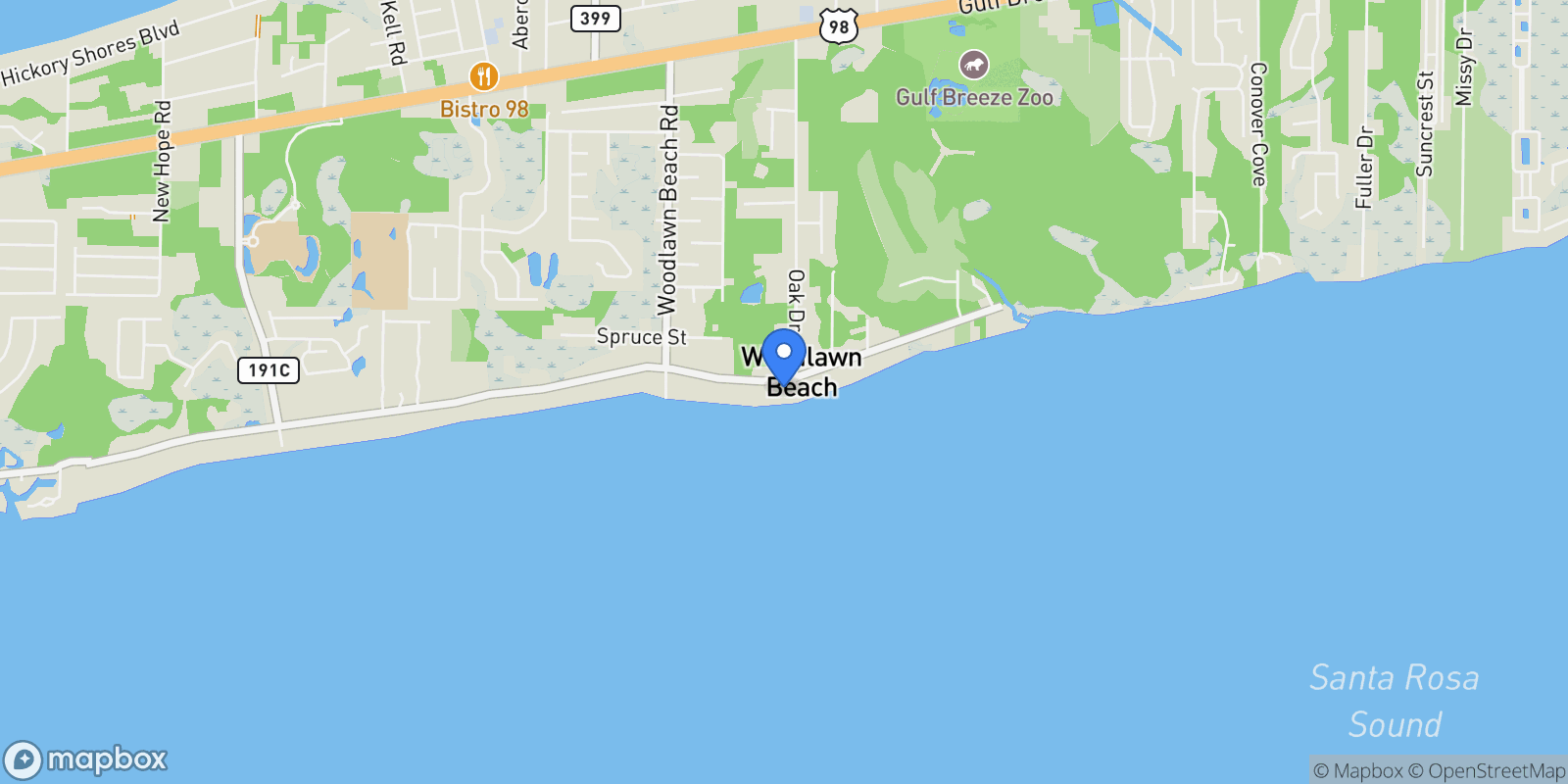 Map showing 5393 Soundside Dr, Gulf Breeze, FL, 32563, USA, Gulf Breeze, Florida, United States.