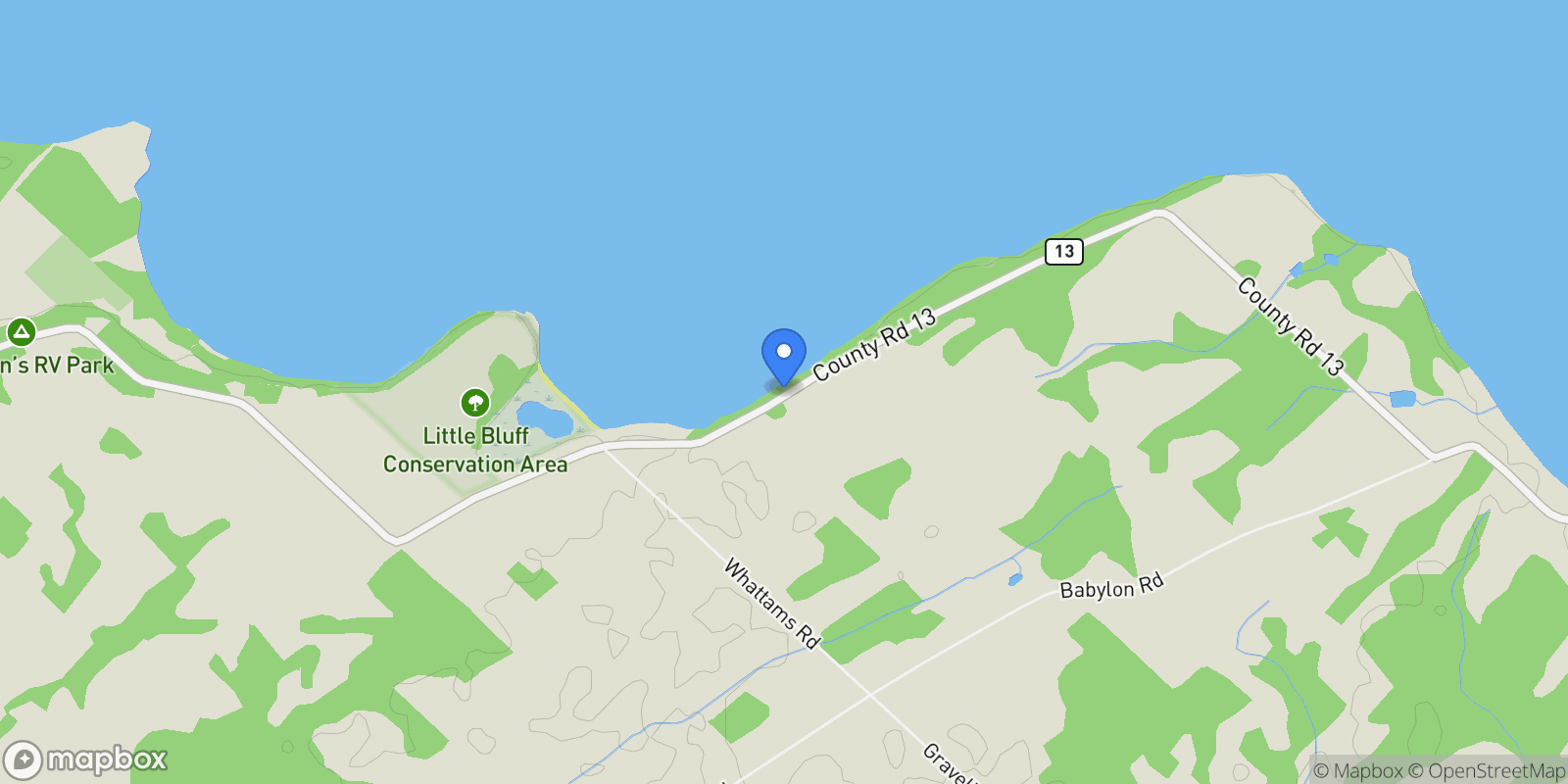 Map showing 3853 County Road 13, Milford, Ontario, Canada.
