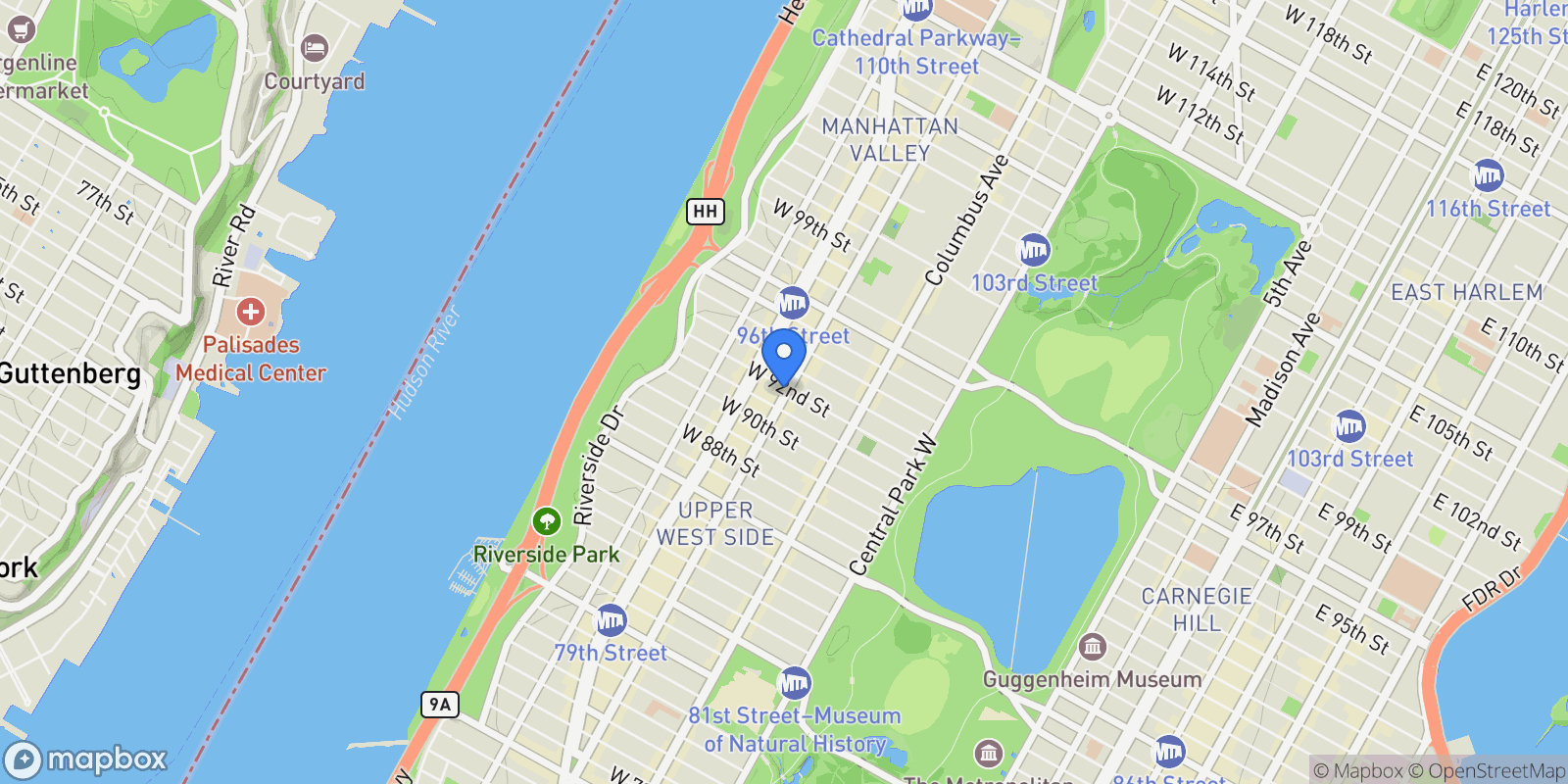 Map showing 204 West 92nd Street                                         #2F, New York, New York, United States.