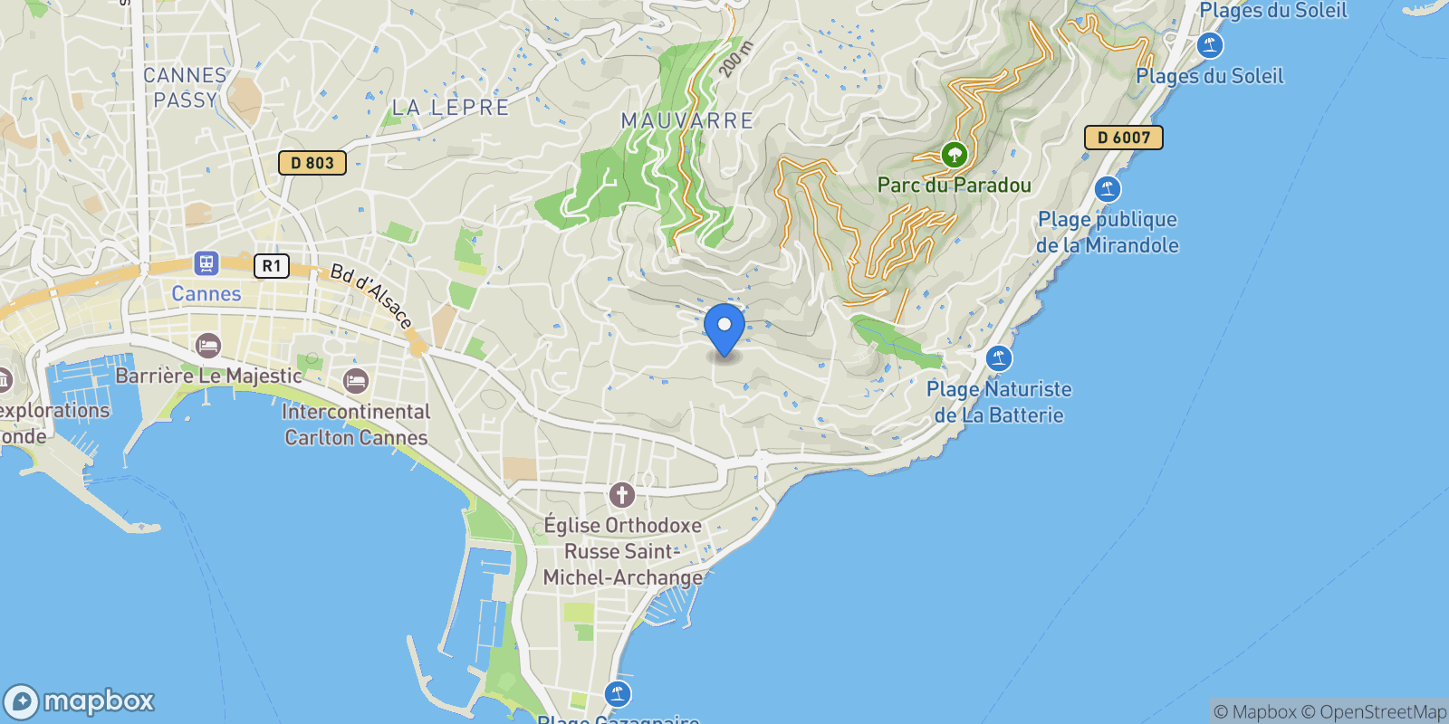 Map showing Cannes, Provence-Alpes-Côte d'Azur, France.