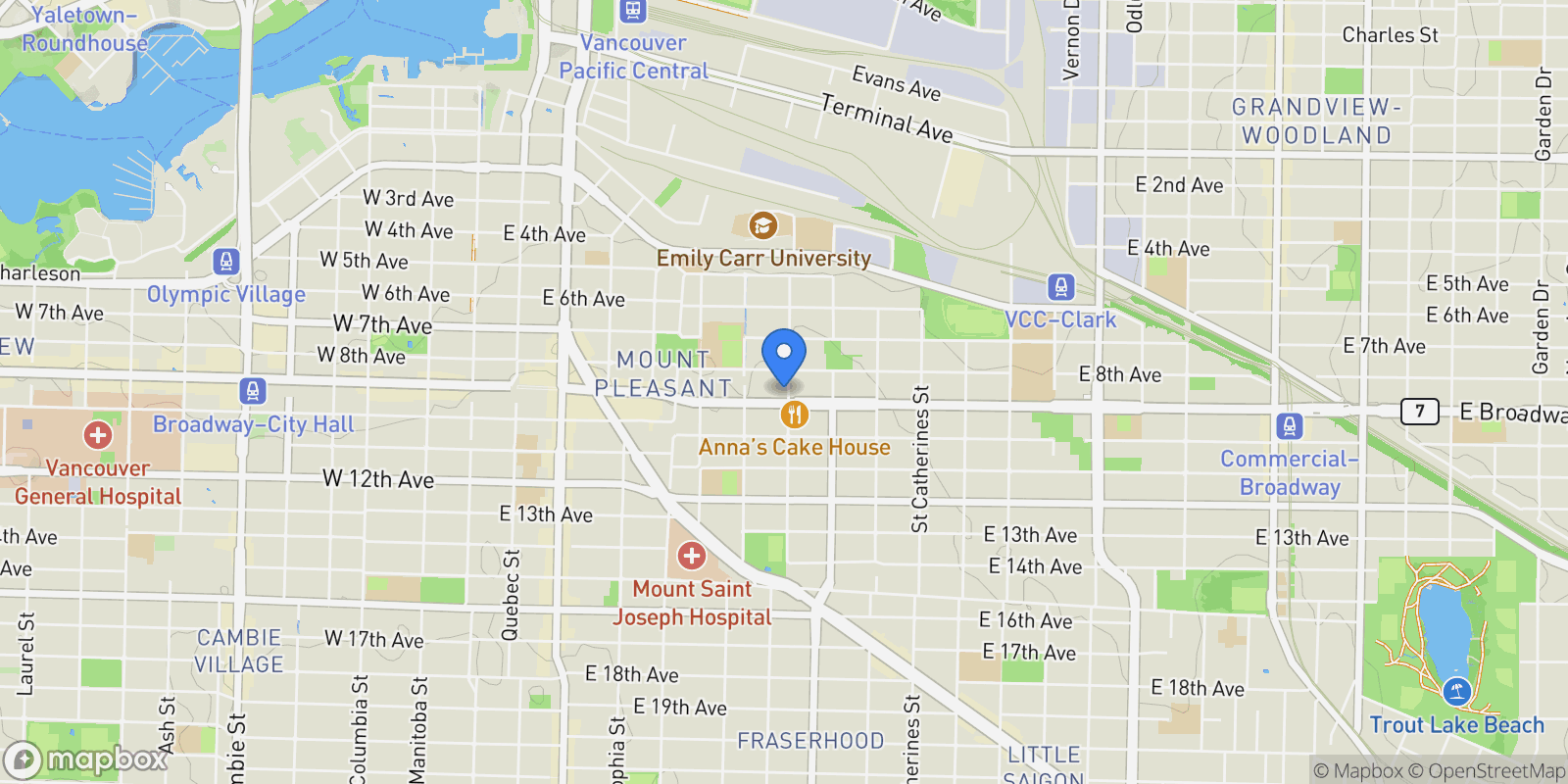 Map showing 305 - 2477 Carolina Street, Vancouver, British Columbia, Canada.