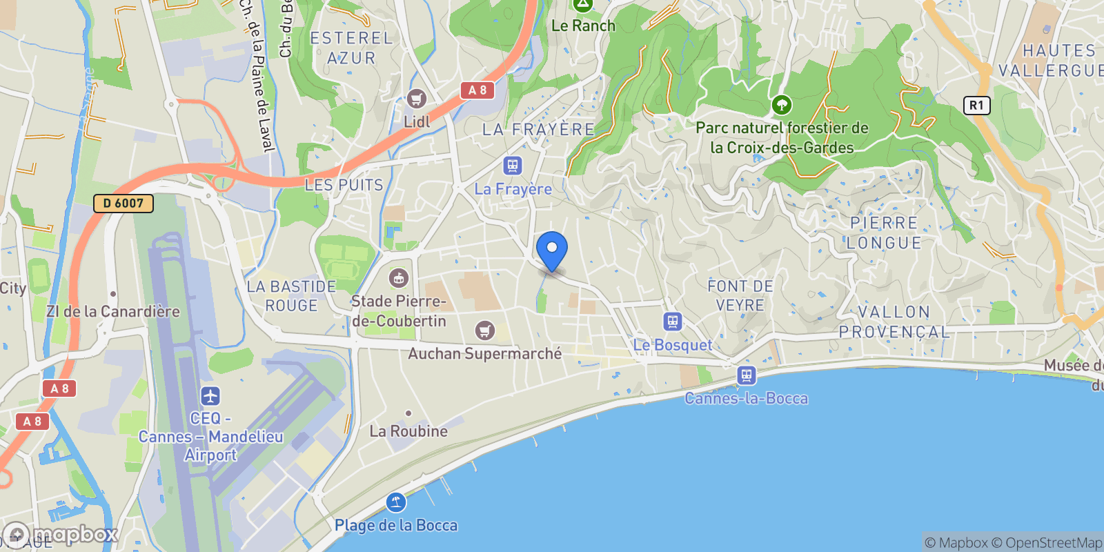 Map showing Cannes, Provence-Alpes-Côte d'Azur, France.