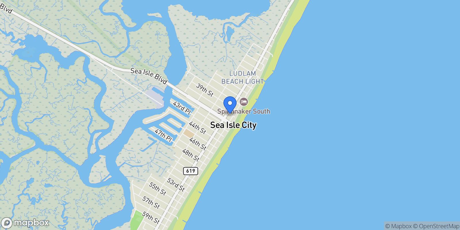 Map showing 28 40th St, SEA ISLE CITY, NJ 08243, Sea Isle City, New Jersey, United States.