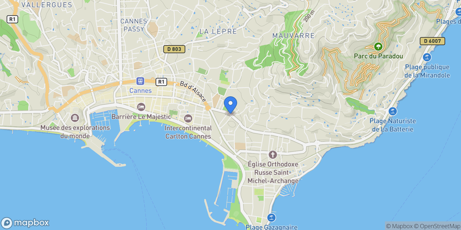 Map showing Cannes, Provence-Alpes-Côte d'Azur, France.