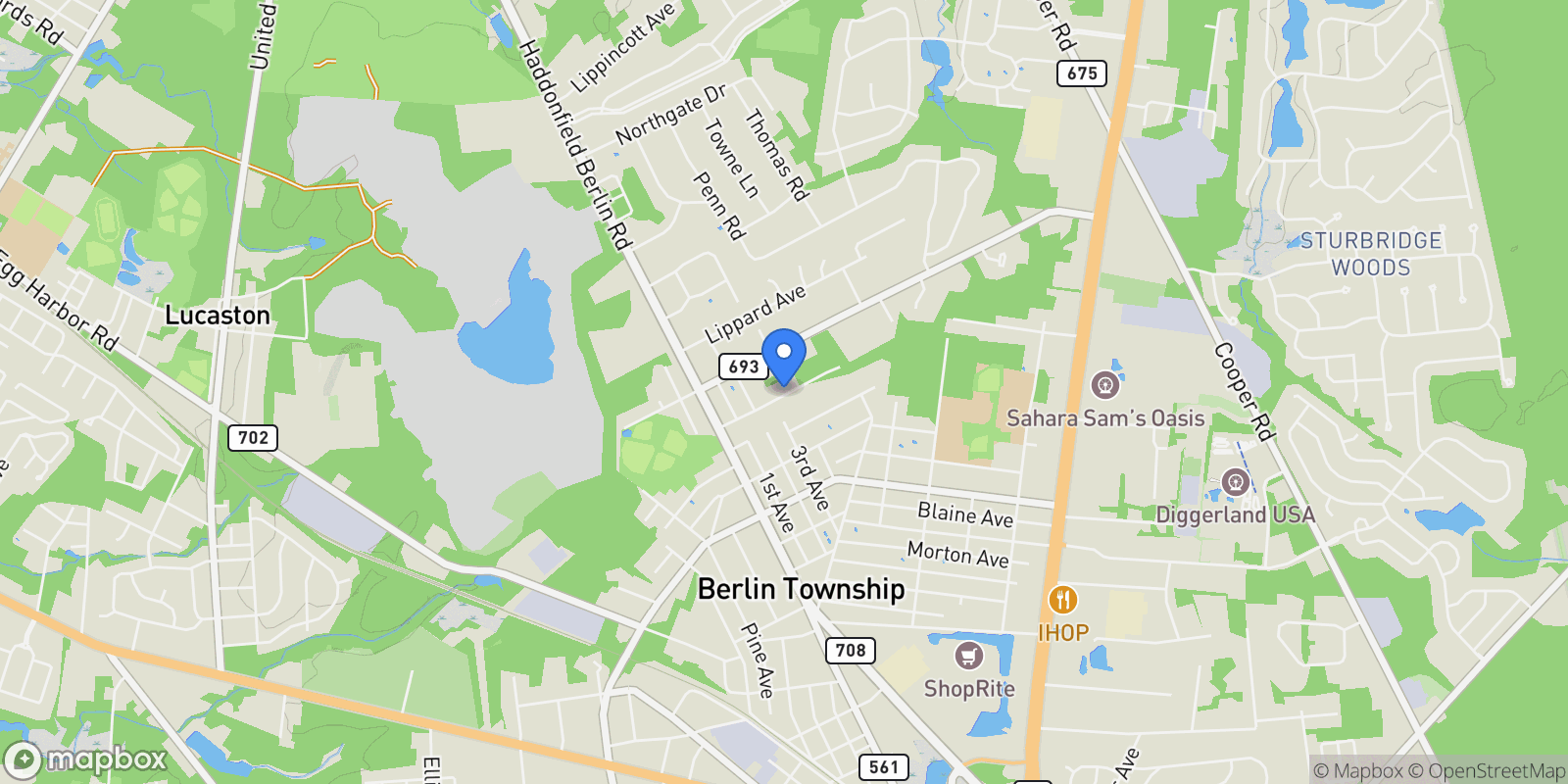 Map showing 243 Jefferson Ave, VOORHEES, NJ 08043, Voorhees Township, New Jersey, United States.