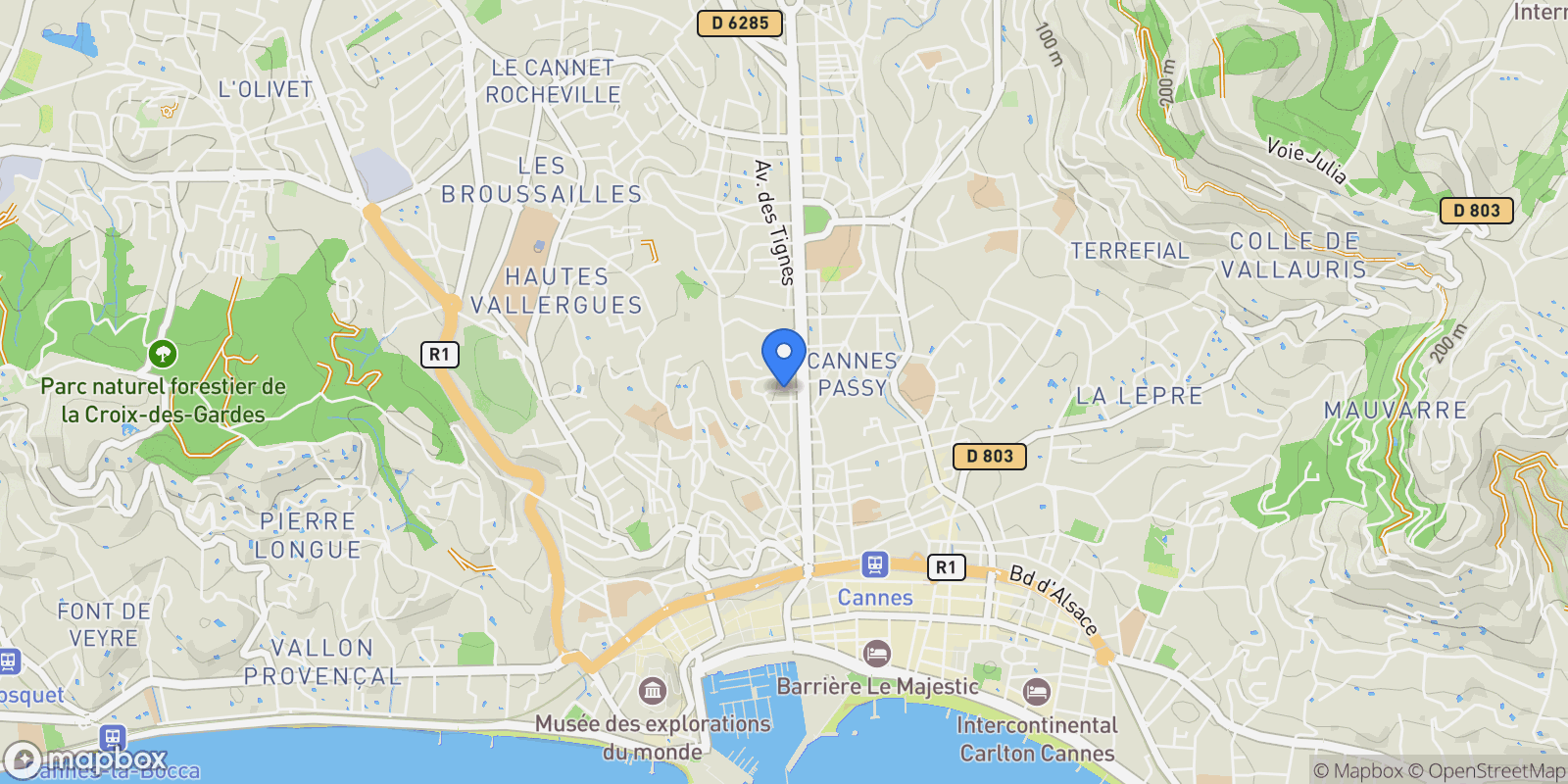 Map showing Cannes, Provence-Alpes-Côte d'Azur, France.