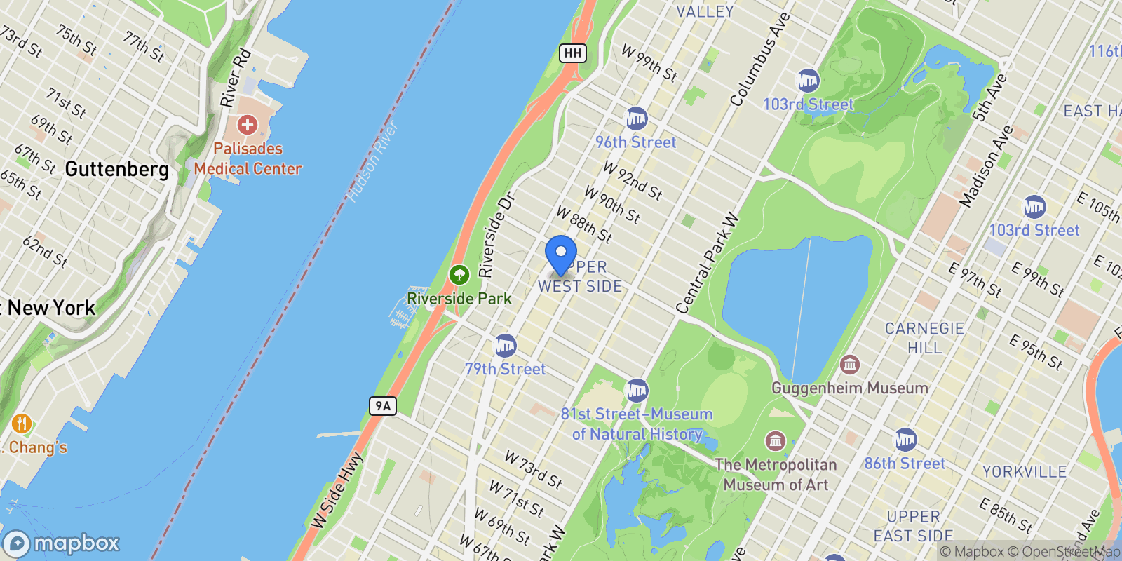Map showing 211 West 84th Street, New York, New York, United States.