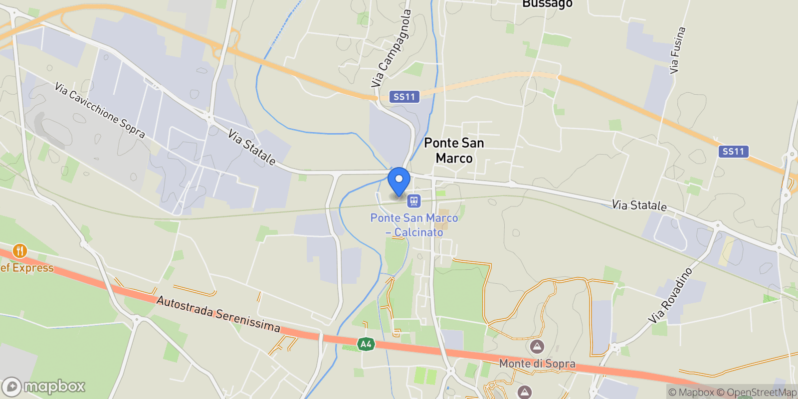 Map showing Via Sottopassaggio, 25011 Ponte San Marco BS, Italy, Ponte San Marco, Lombardy, Italy.
