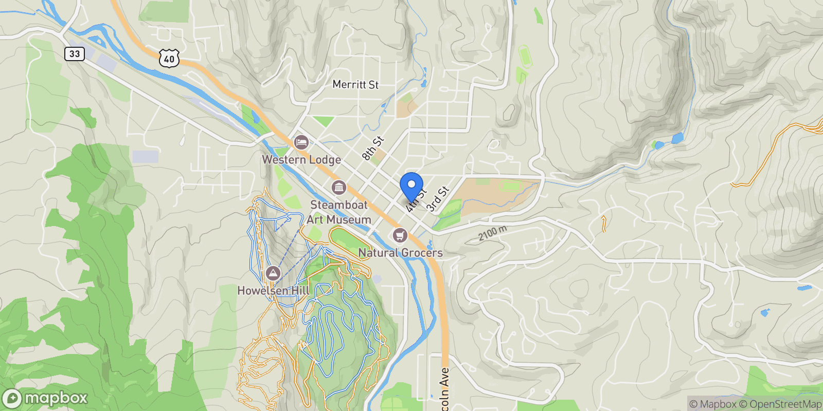 Map showing 1855 Burgess Creek, #3 & 4, Steamboat Springs, CO, 80487, USA, Steamboat Springs, Colorado, United States.