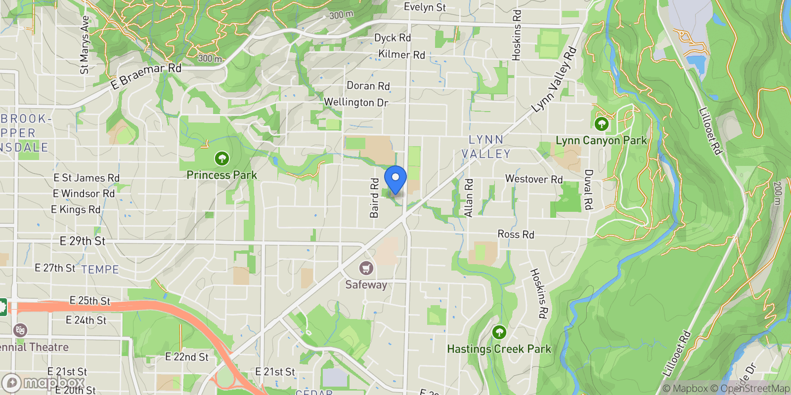 Map showing 102 - 1205 Harold Road, North Vancouver, British Columbia, Canada.