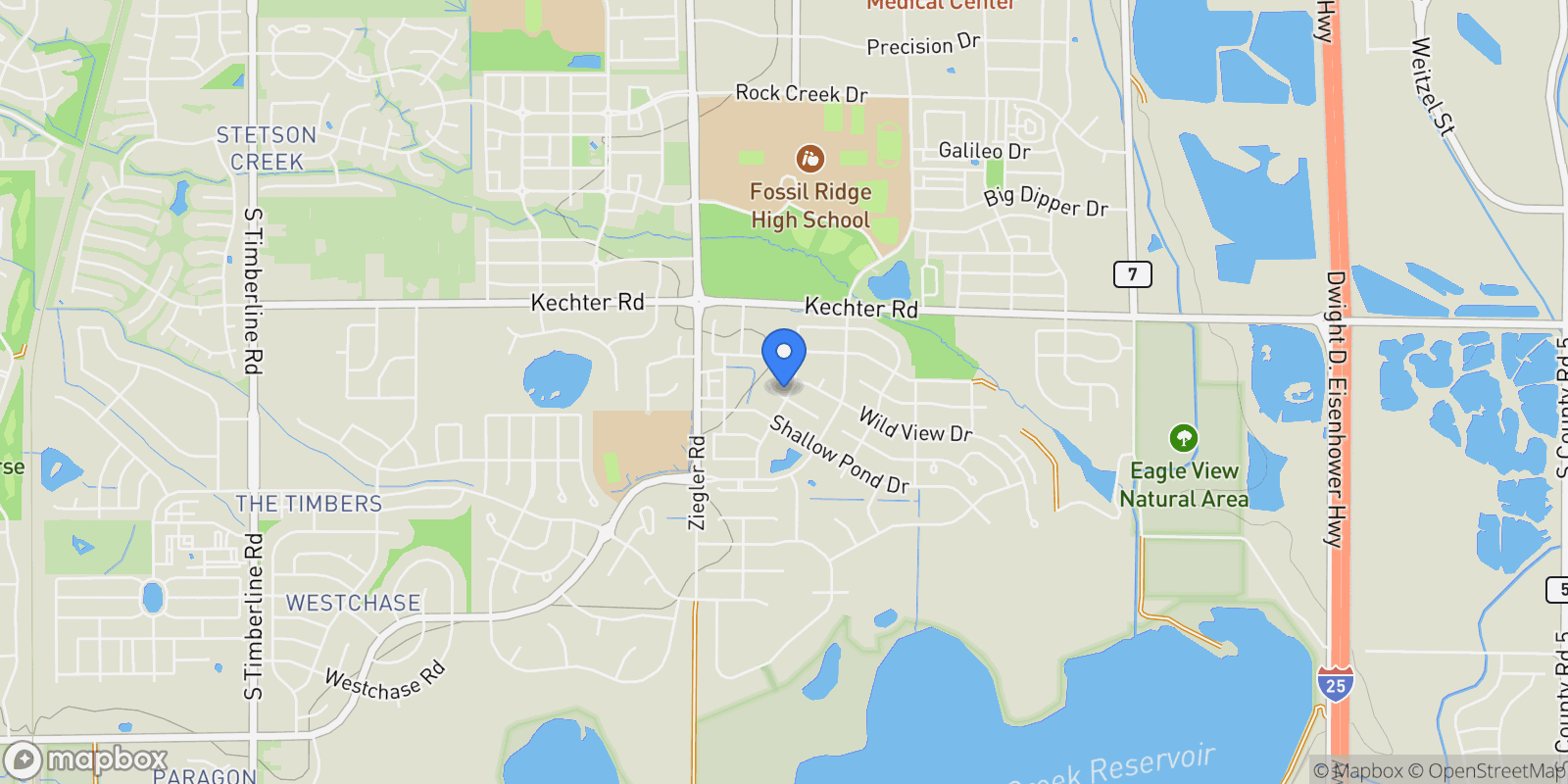 Map showing 5739 Falling Water, Fort Collins, CO, 80528, USA, Fort Collins, Colorado, United States.