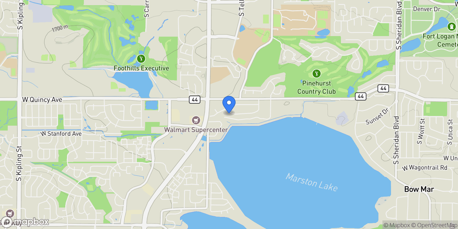 Map showing 7382 Stanford, Littleton, CO, 80123, USA, Columbine Valley, Colorado, United States.