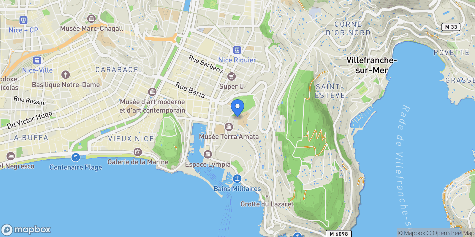 Map showing Nice, Provence-Alpes-Côte d'Azur, France.