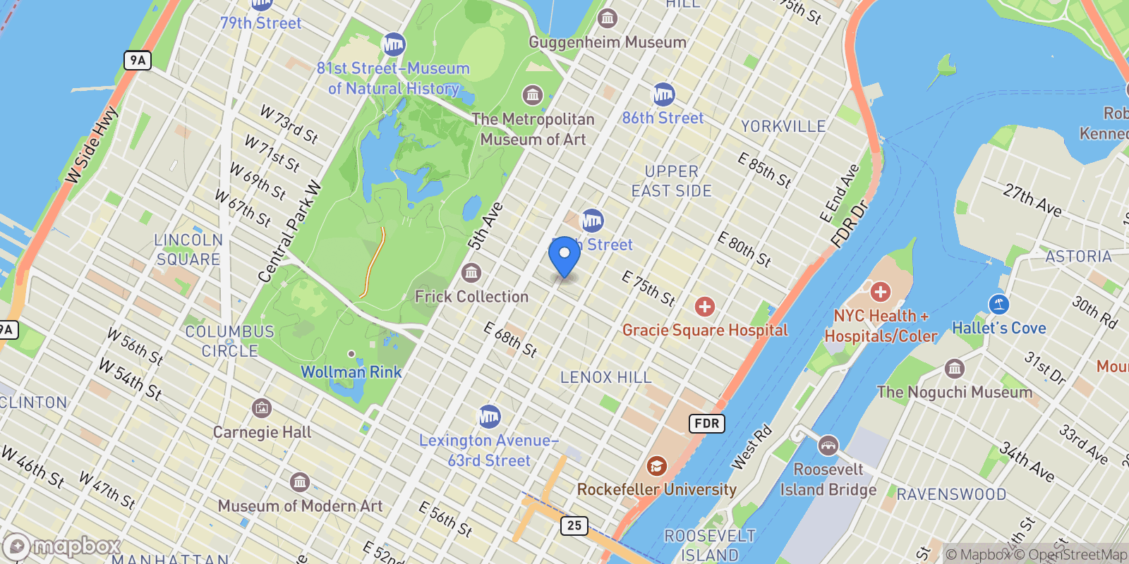 Map showing 150 East 73rd Street, New York, New York, United States.