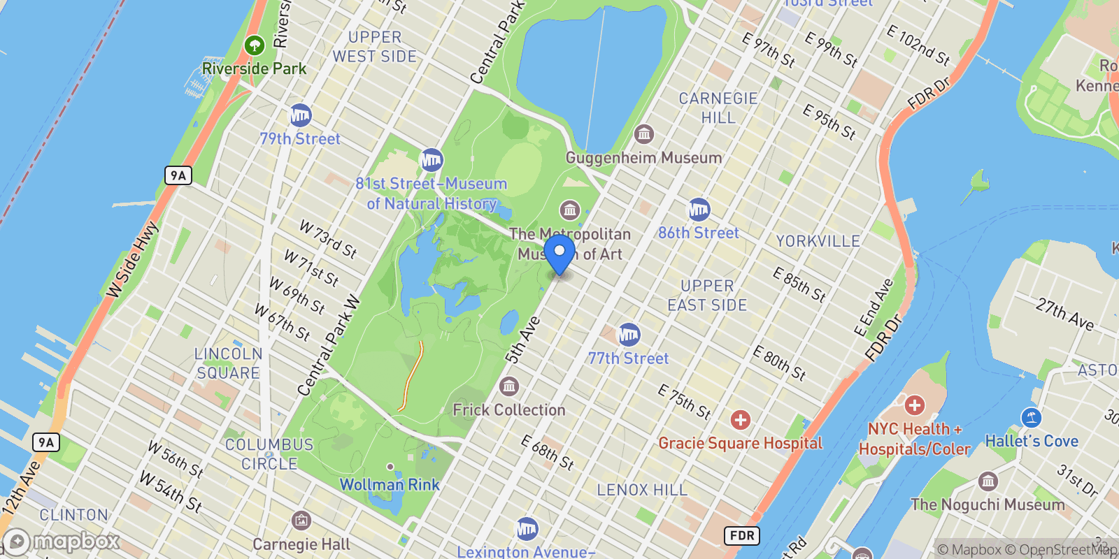 Map showing 960 Fifth Avenue, New York, New York, United States.