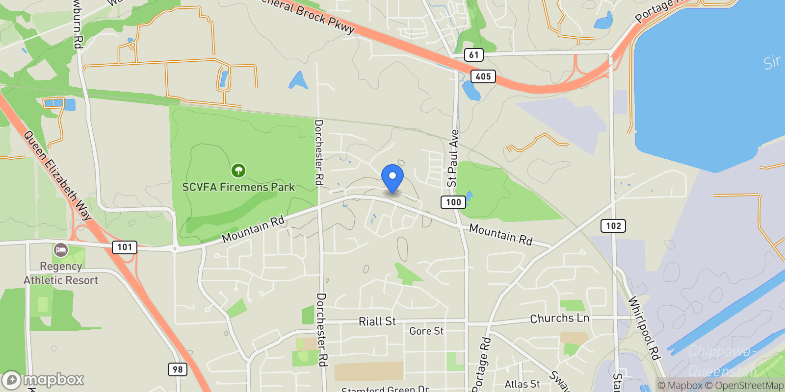 Map showing 6542 January Drive, Niagara Falls, Ontario, Canada.