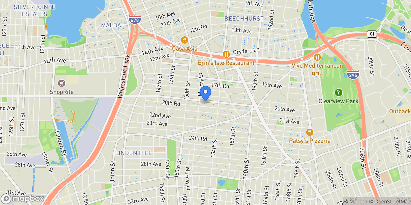 Map showing 151-26 20th Avenue , Whitestone, NY 11357, New York, New York, United States.